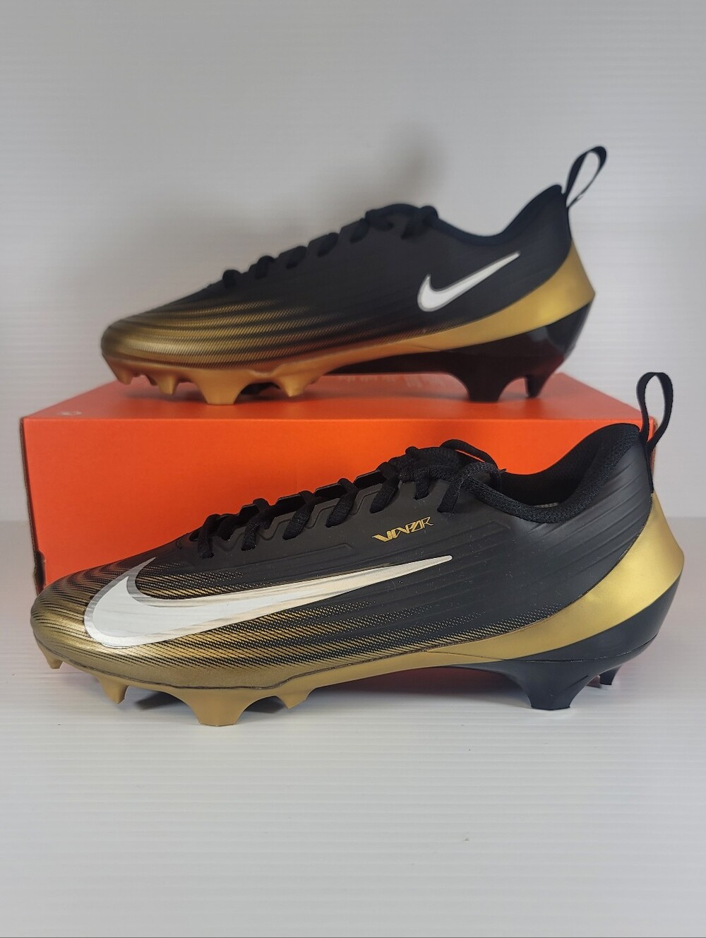 Nike Vapor Speed 3 Football Cleats Mens Size Black Gold White FB3303-003